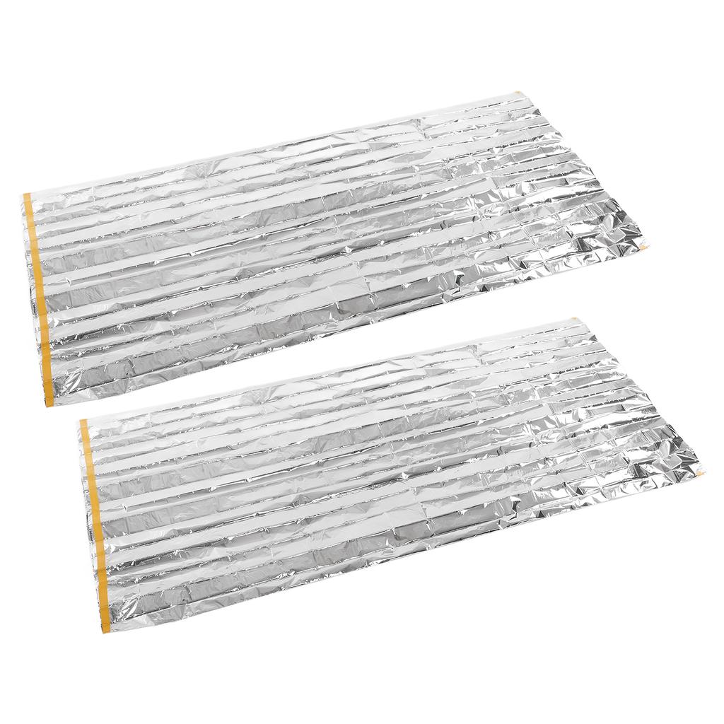 2PCS Emergency Blankets 200x100cm Foldable Space Blanket Sun Protection Tear Resistant Survival Blanket for Camping