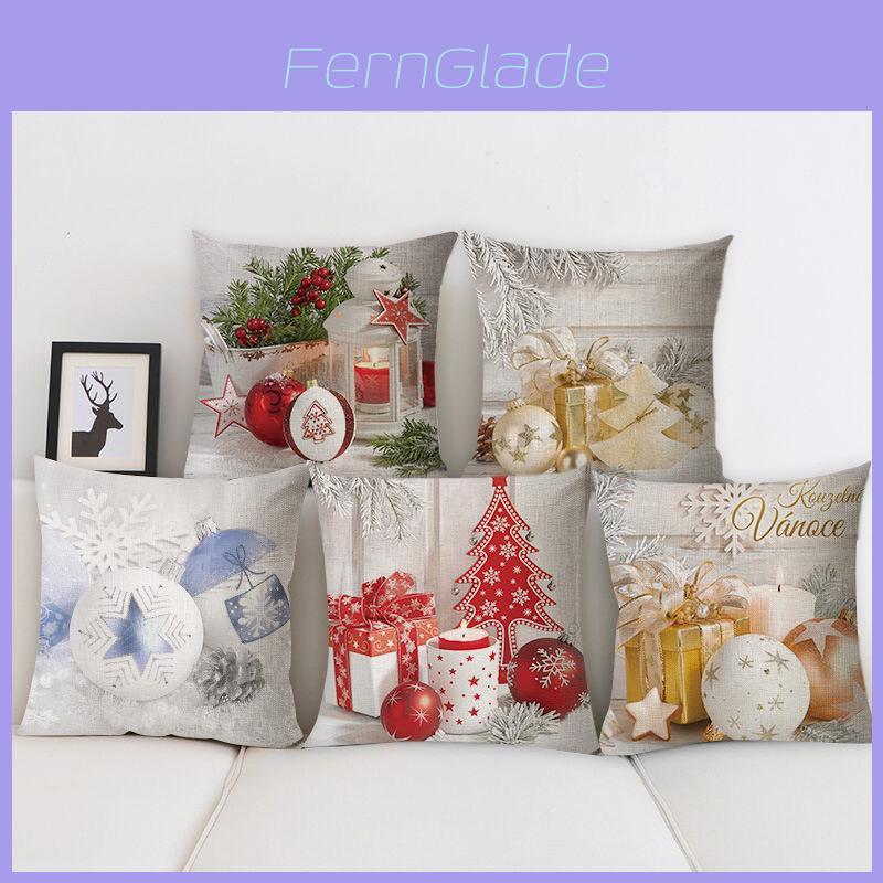 Luxurious 18" Merry Christmas Pillow Case Cotton Linen Cushion Cover For Home Decor