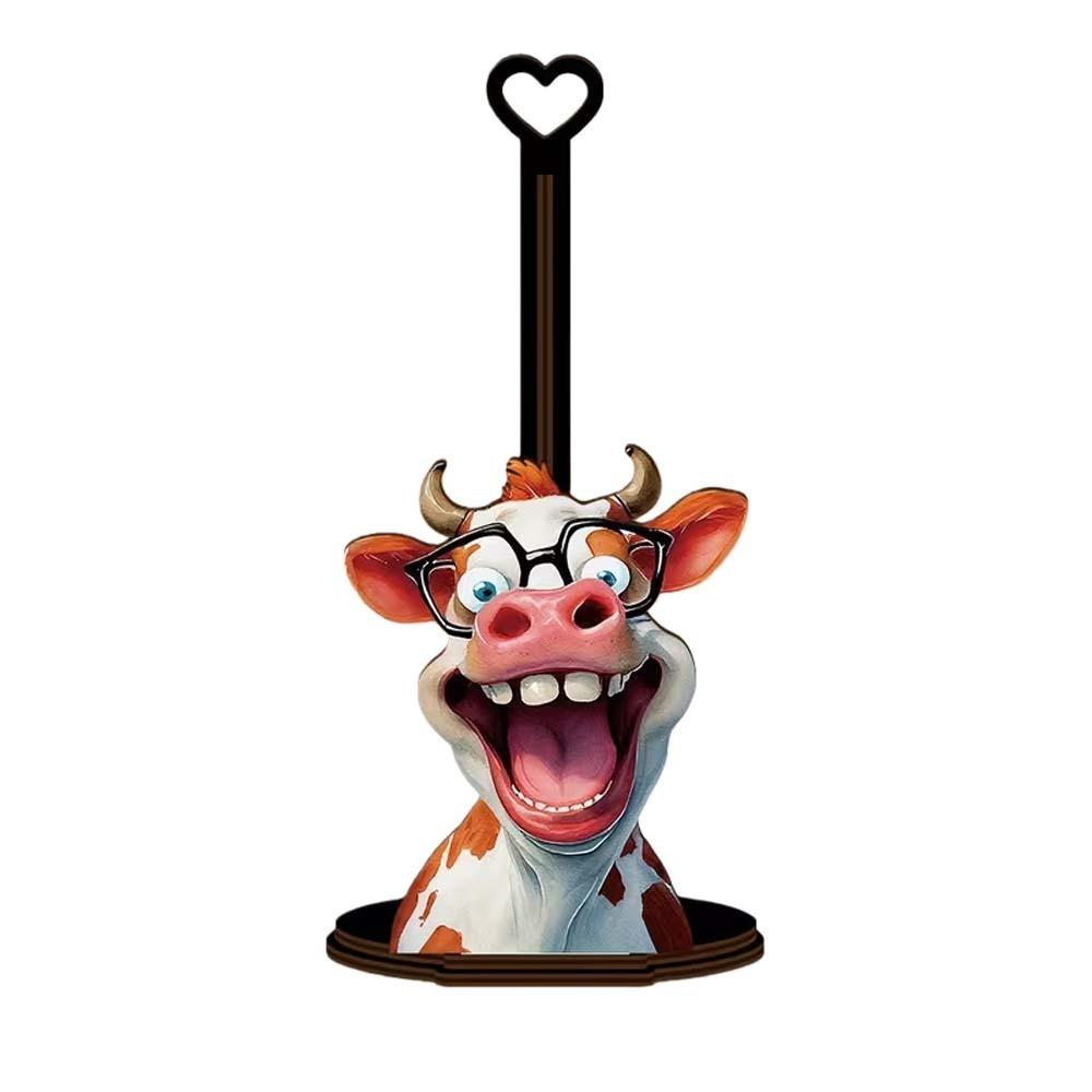 Animal Themed Kitchen Towel Rack Wooden Roll Paper Standing Rack  For Kitchen
