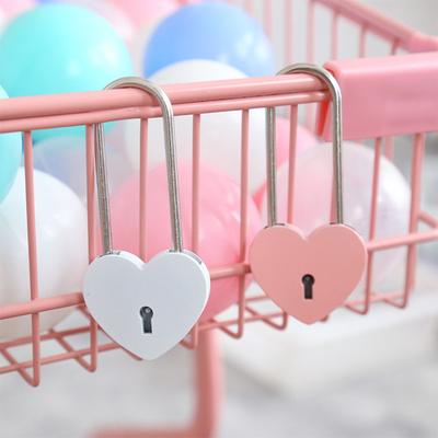 1 Set Love Long Lock High Hardness Wear Resistant Storage Zinc Alloy Love Heart Shape Combination Padlock Travel