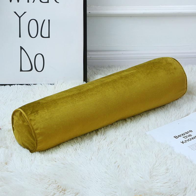 No Filler Velvet Round Bolster Pillowcase Neck Back Knee Support Long Body Cushion Cover Nursing Pregnancy Sleeping Pillow Cover 15x60cm