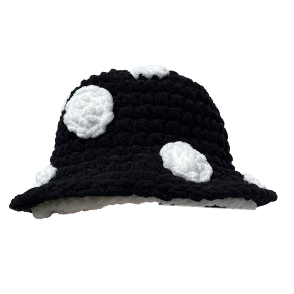 Creative Fishing Hat for Women Girls Handcrochet Mushroom Hat Winter Warm Cap Girls Bucket Hat Sweet Girl Cute Headdress