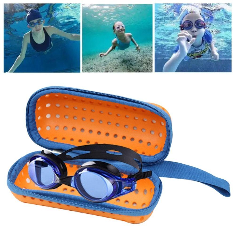 

Drain Hole Zipper Eyeglasses Bag EVA Myopia Glasses Case Swimming Goggles Storage Box Kids