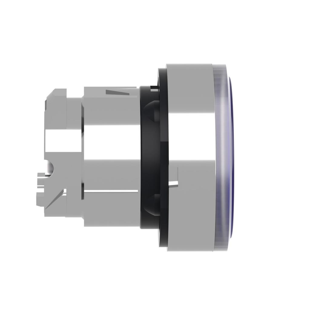 Blue Metal Harmony Flat Pushbutton Head with Spring Return, LED