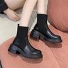Socks boots women's autumn and winter new muffin thick-soled knitted splicing large size thin boots fashion boots women