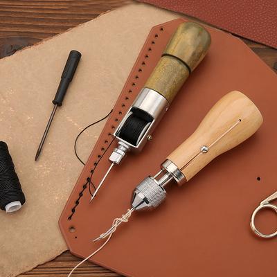 Máquina de Costura Manual em Couro Máquina de Costura Manual DIY Ferramenta Conjunto de Agulhas de Cone para Costura de Arte em Couro Lona