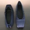Korean new version of blue satin leather square head retro niche light mouth single shoes Mary Jane ballet flats women