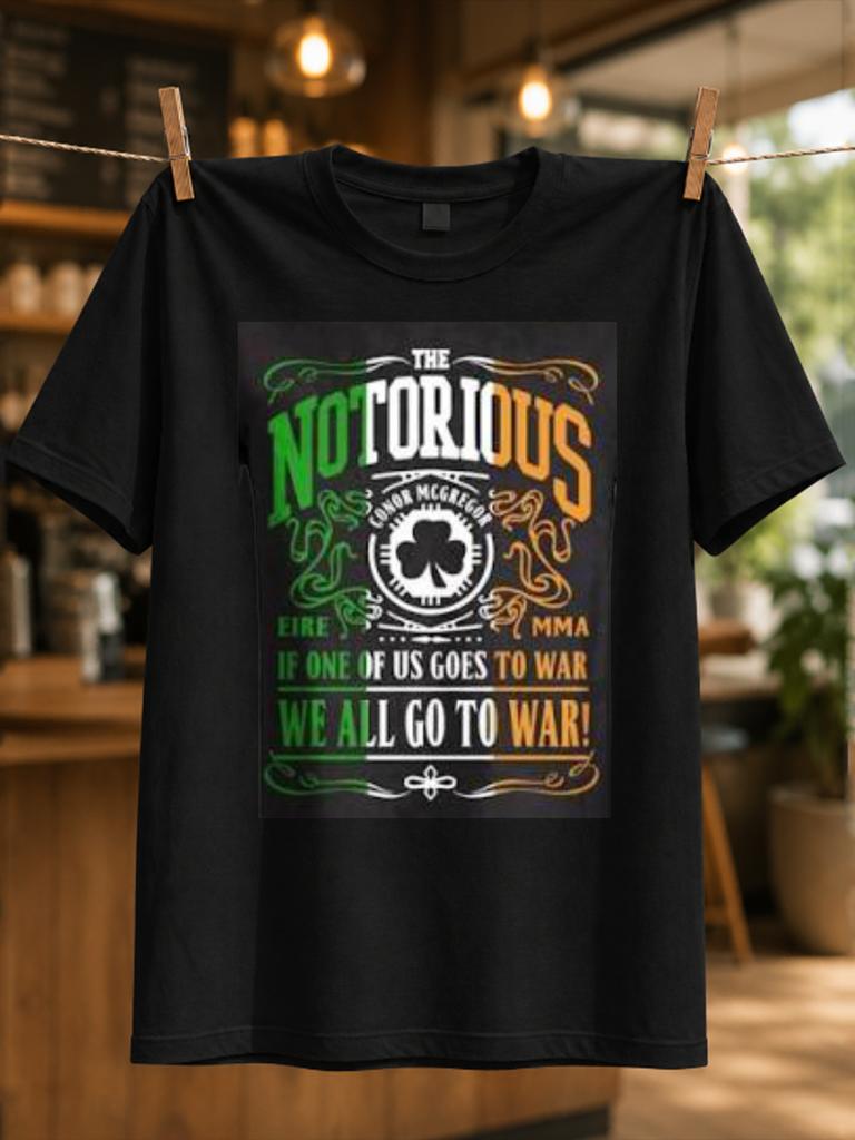 The Notorious Shamrock Quote Design With Green Orange Lettering Celtic Ornat And Fight Slogan Style Unisex All Tshirt