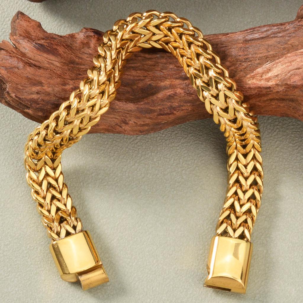 Gold Plated Stainless Steel Bracelet for Women Vintage Woven Luxury Elegant Minimalist Jewelry Gift for Her Mom Wife Girlfriend