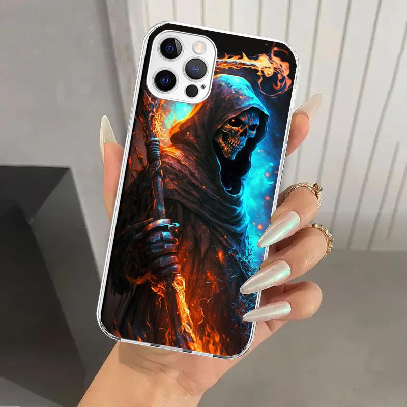 Reaper Skull Skeleton Gun Phone Case for Iphone 17 Air 16 15 Plus 14 13 Mini 12 11 Pro Max 16E 7 8 SE 2020 Soft Funda Print Shel