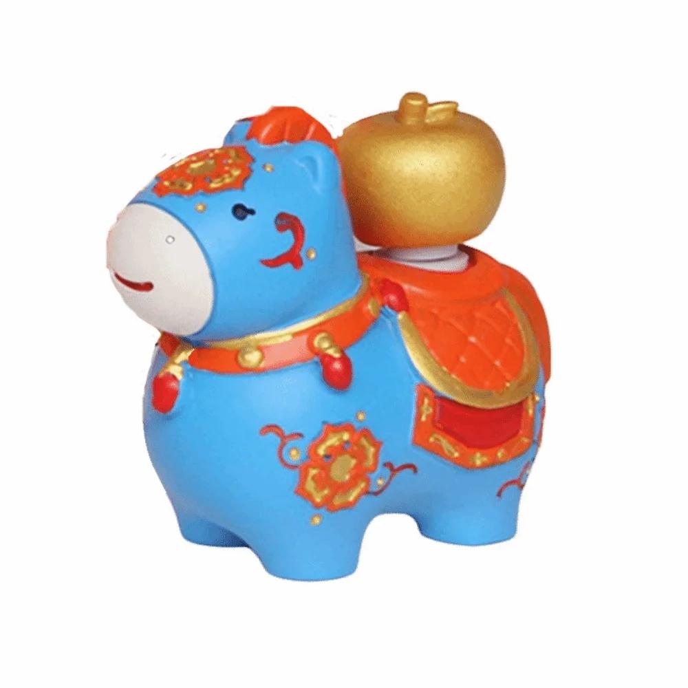 Cartoon Zodiac Horse Ornaments Handcrafted Rotatable Resin Cartoon Horse Statue Year of The Horse Horse Mascot