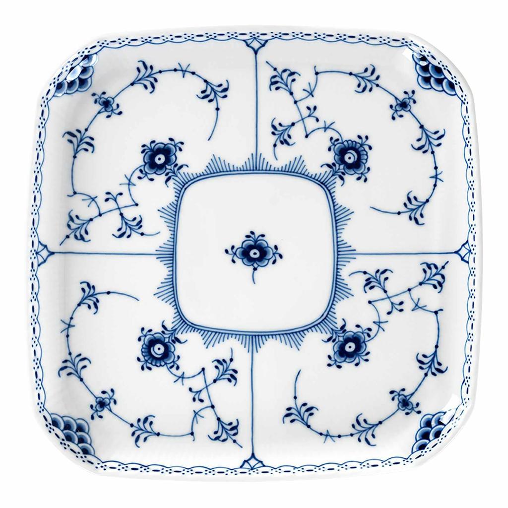 Importovaný čtvercový talíř Royal Copenhagen Blue Fluted Half Lace 21cm, svatební dárek 1066923 [Běžný produkt]