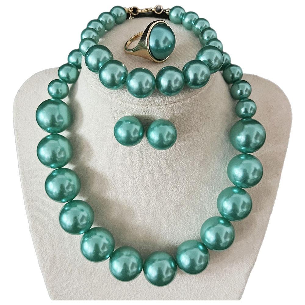 Vintage Style Necklace Bracelet Earring Ring Sets Light Luxury French Pearl Necklace Women