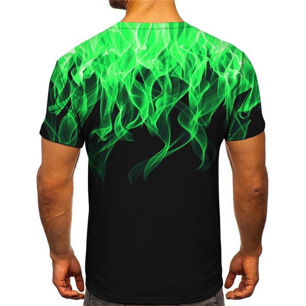 European and American T-shirt Men's Street Flame Gradient Printing T-shirt Summer Sports Short-sleeved T-shirt