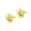 Rose Gold Flower and Diamond Stud Earrings, Fashionable and Beautiful