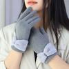 Keep Warm Winter Velvet Gloves Solid Color  Gloves Simple Bowknot Mittens  Riding