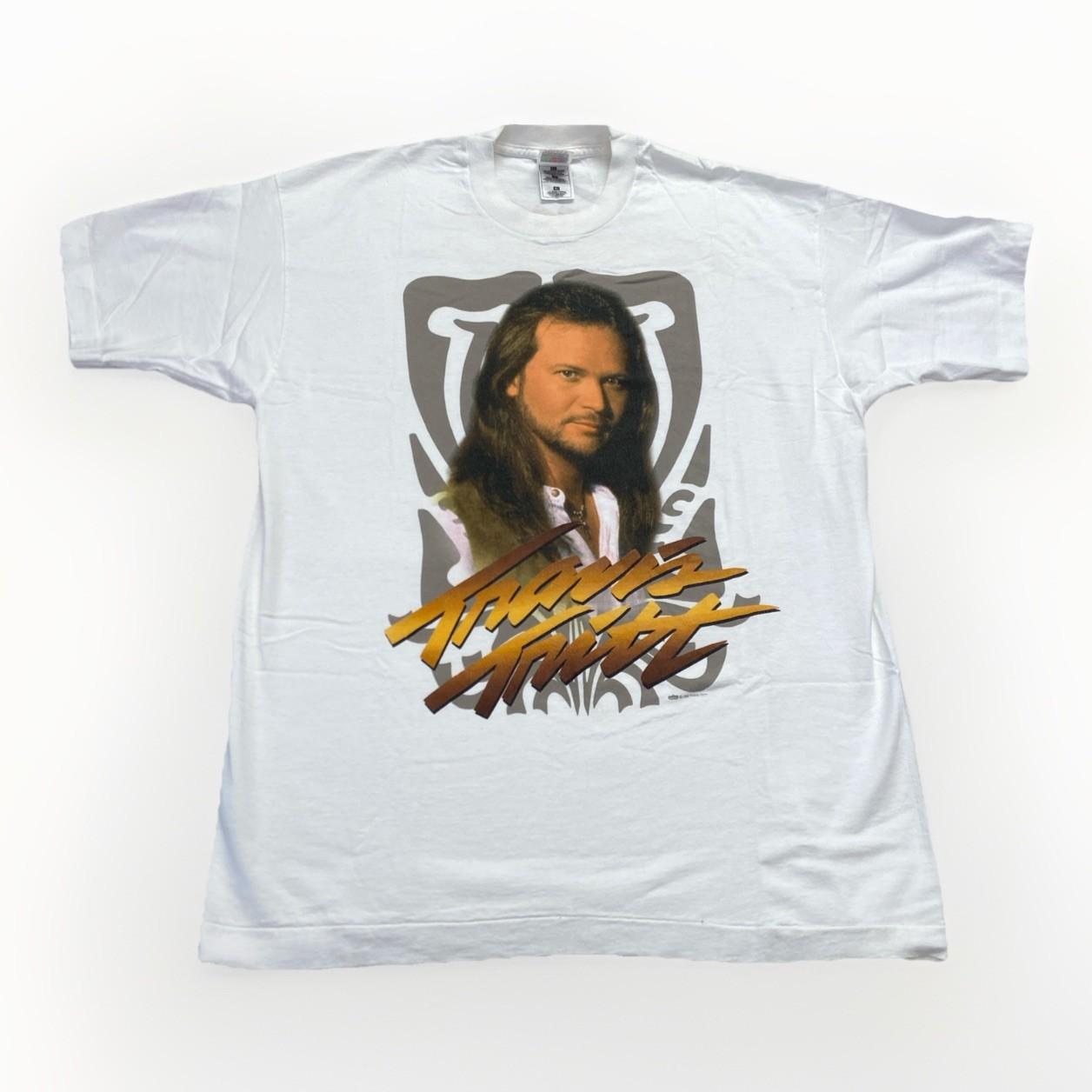 Vintage Travis Tritt Shirt Mens XL White Cotton 90s Country Music Tour Concert S