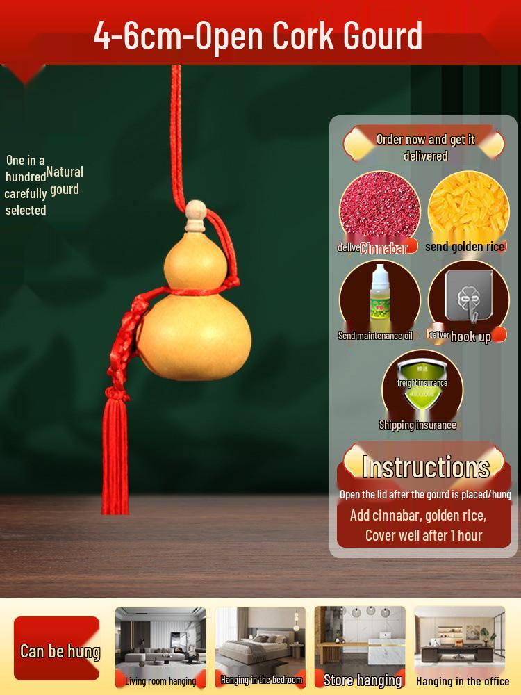 

Natural Gourd Door Hanging Ornament with Five Emperors Coins and Chinese Knot