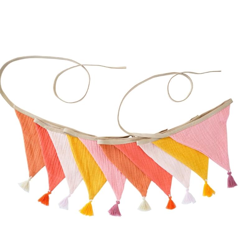 

Bright Candy Colored Cotton Crepe Bunting Banners Flags For Nursery Baby Birthday Celebrations Showers Event