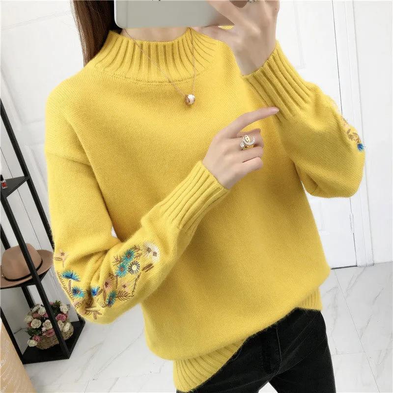 Sweater for Women Autumn Winter Thickened Pullover Warm High Neck Knitted Stretchy Long Sleeve Oversize Jumper Tops