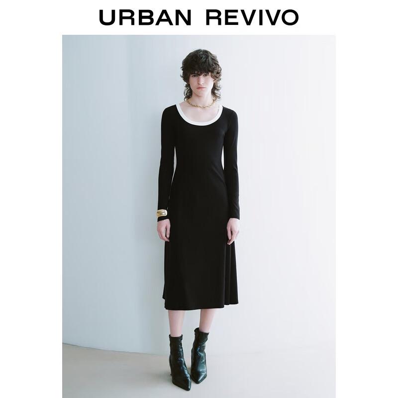 

UR Women s Color-Block Long Sleeve A-Line Midi Dress XL