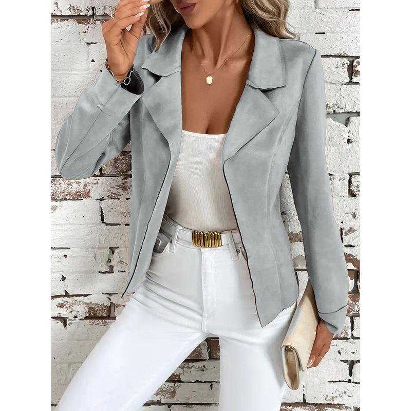 Spring and Autumn Fashion Style Elegant New Fashionable Retro Slim-Fitting Biker Jacket Suit Collar Suede Short Coat