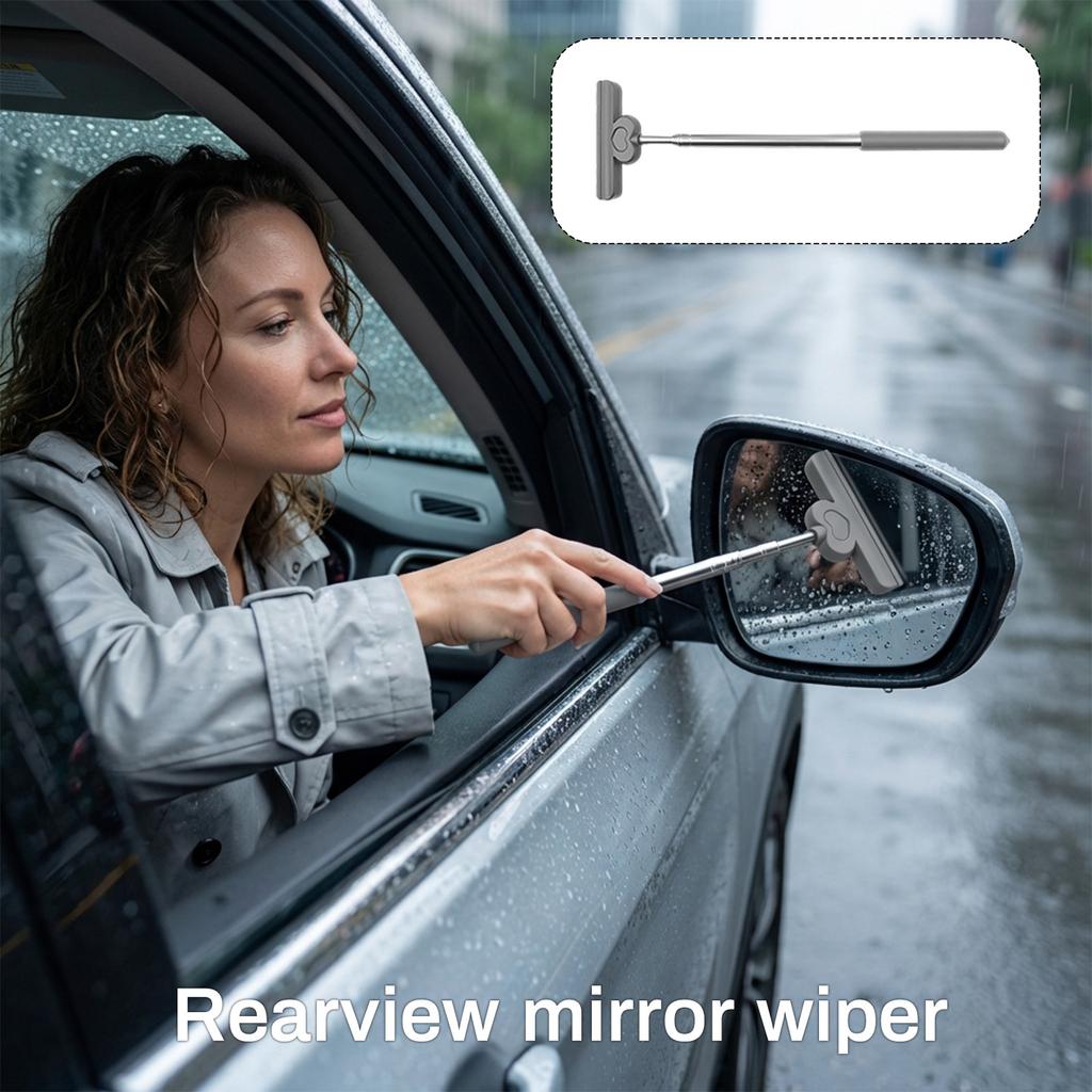 Rearview Mirror Wiper Snow Shovel Defogging Glass Scraper Car Extendable Rain Wiper
