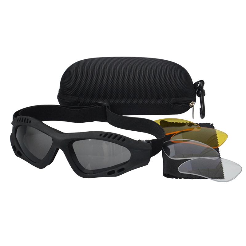 3 Lens Protective Goggles Sport Goggles Men Tactical Sunglasses clear Glasses