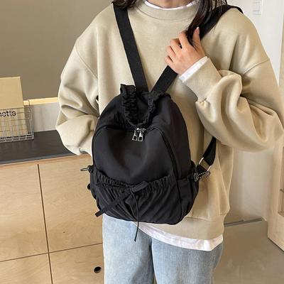 Solid Color Simplicity Backpacks for Women  New Interior Zipper Pocket Nylon Casual Versatile Sewing Thread Hot Sale