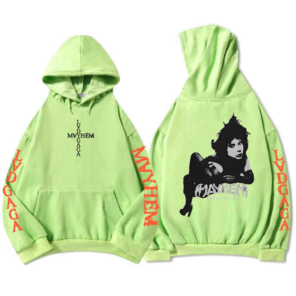 Hooded Pullovers Lady Gaga Mayhem Album Graphic Hoodies Hip Hop Unisex Streetwear Long Sleeve Loose Male Sweatshirts Print Hoody
