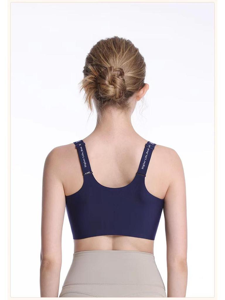 Front Zip Seamless High-Impact Fixed-Cup Sports Bra for Yoga and Fitness