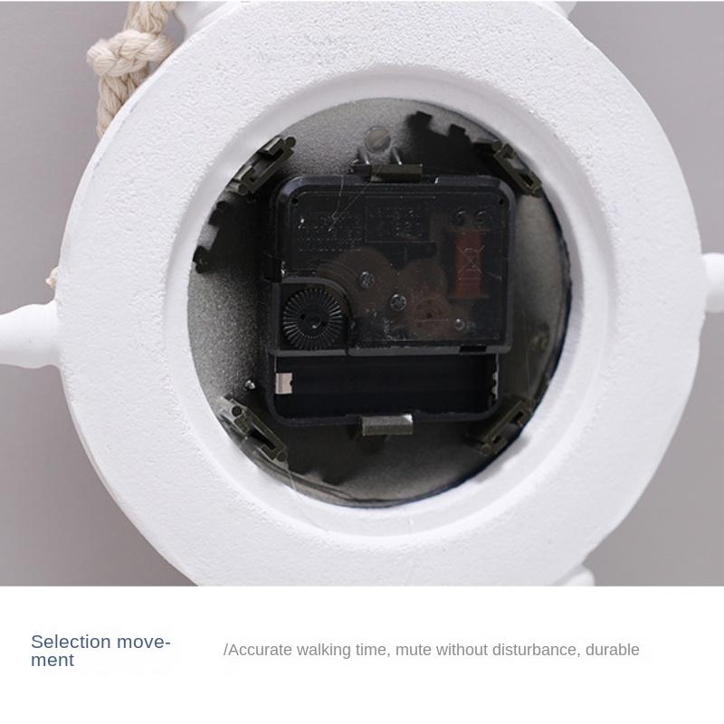 Mediterranean Style Blue White Ship Rudder Anchor Creative Personality Wall Clock Electronic Watch Decoration Navigation Clock