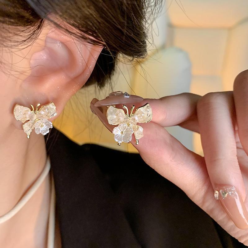 S925 Silver Butterfly & Floral Earrings: Summer Fresh, Sparkling Design for Women