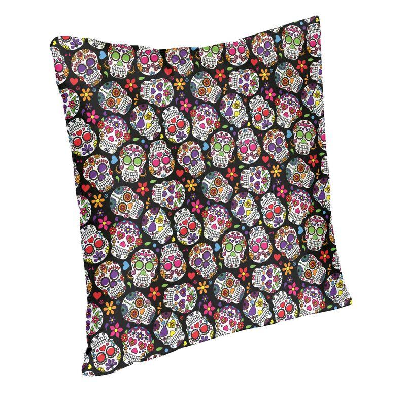 Nordic Style Day Of The Dead Skull Flower Throw Pillow Case Decoration Custom Square Cushion Cover 45X45Cm Pillowcover For Sofa