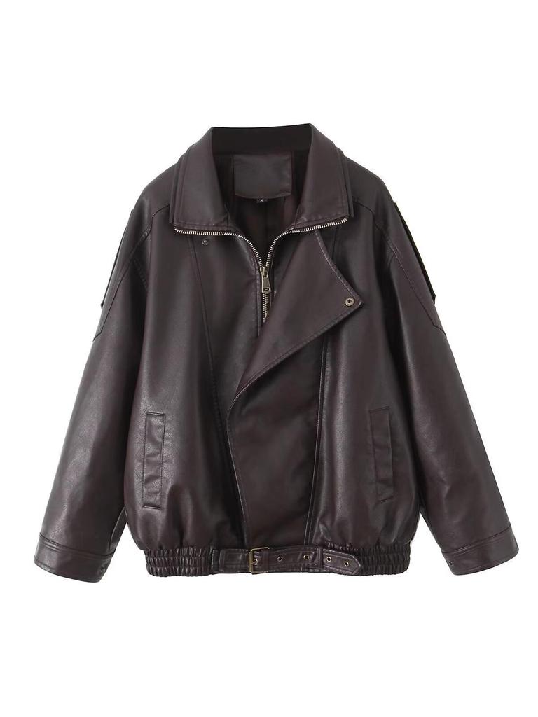 2025 Spanish Lamb Bubble Leather Double-Layer PU Motorcycle Jacket