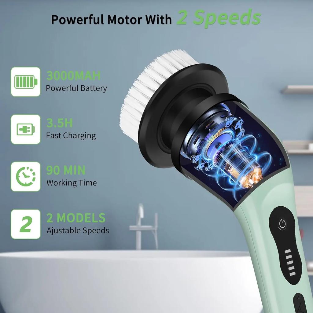 Electric Cleaning Brush Electric Spin Cleaning Scrubber Electric Cleaning Tools Parlour Kitchen Bathroom Cleaning Gadgets