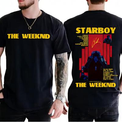 Rapper THE WEEKND STARBOY Album 2026 Merch T Shirts Mens Street Gothic Hip Hop Retro Cotton Short Sleeve Tshirt Y2k Streetwear