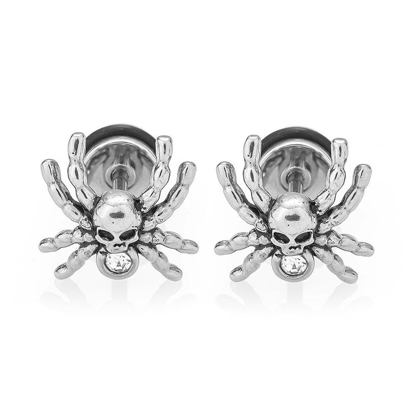 1 Pair New Style Gothic Dumbbell Stud Earrings For Men/Women Stainless Steel Punk Piercing Jewelry