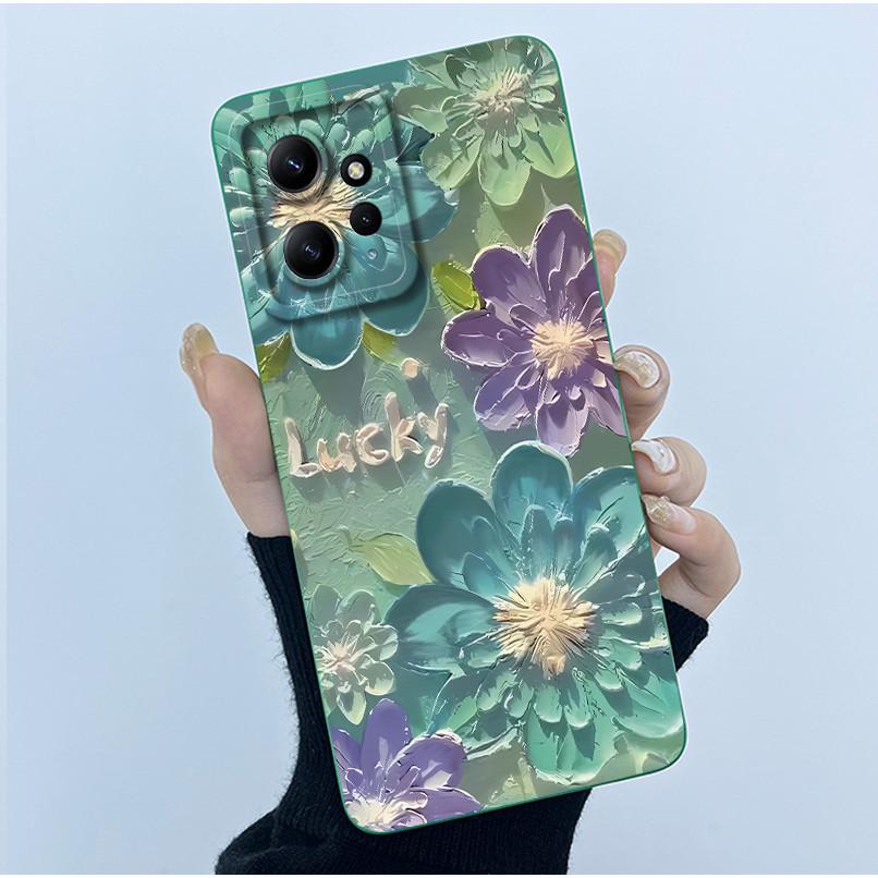 For Xiaomi Redmi Note 12 4G Phone Case Simplicity Butterflies Floral Soft Liquid Silicone Back Shell For Redmi Note12 4G Covers