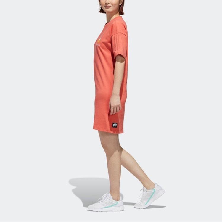 Adidas Neo Printed Loose Short Sleeve Dress Women dresses Orange GP5809