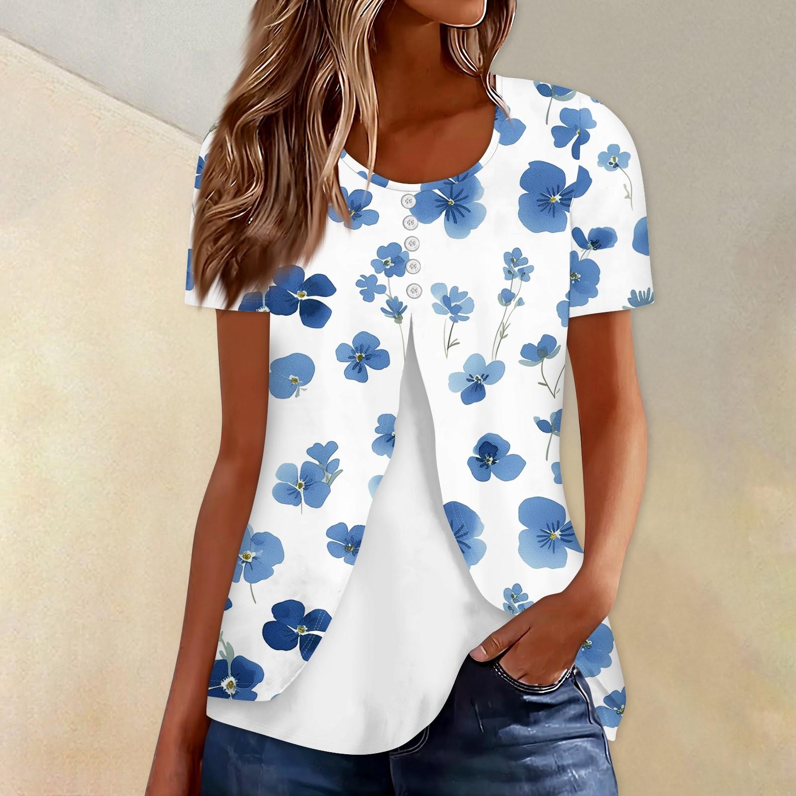 Женская летняя футболка с цветочным принтом — фото 8