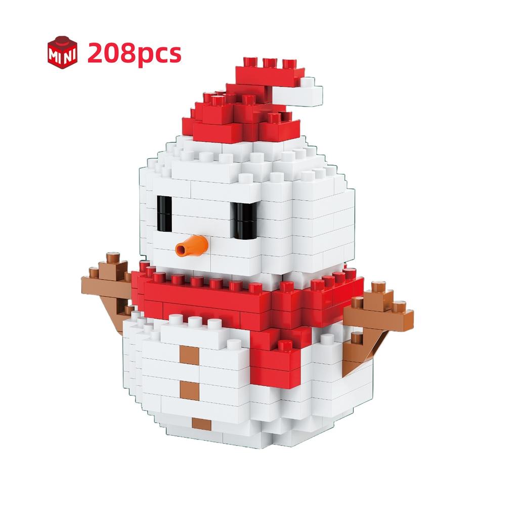 Children Festive Christmas Mini Gift Micro Building Blocks 3D Snowman Santa Claus Tree Decor Model Toy For Kids