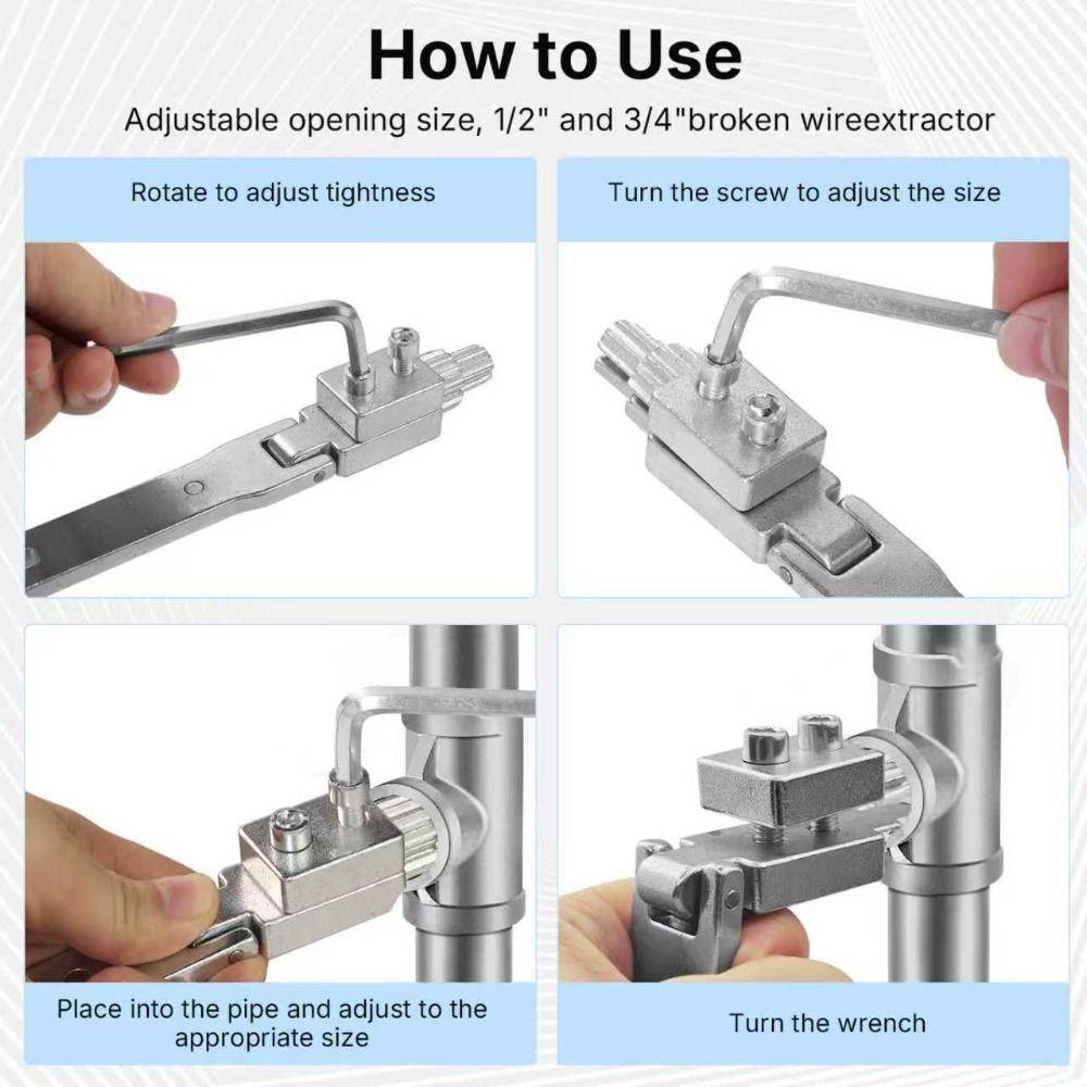 High-Hardness Zinc Zinc Alloy Steel Broken Pipe Screw Extractor Non-Slip Grip Angle Valve Remover Home Use