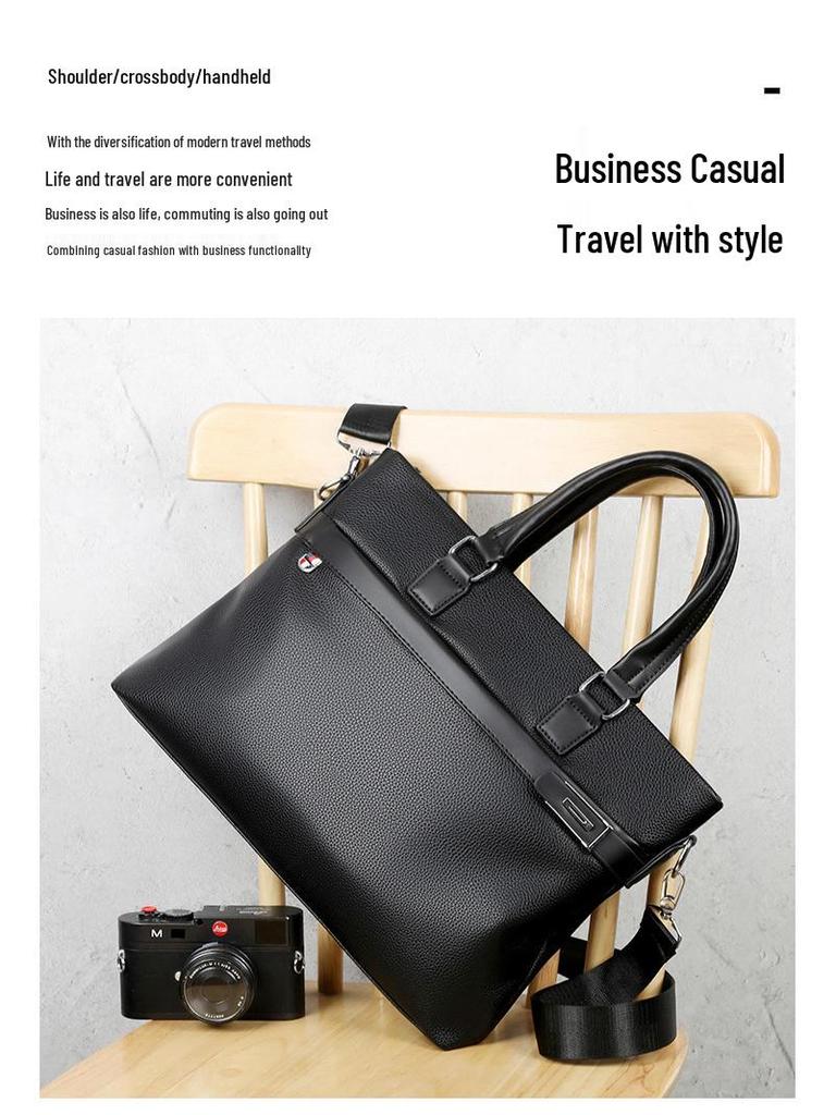 Men's Wear-Resistant Leather Laptop Briefcase - Large Capacity Crossbody/Shoulder Bag