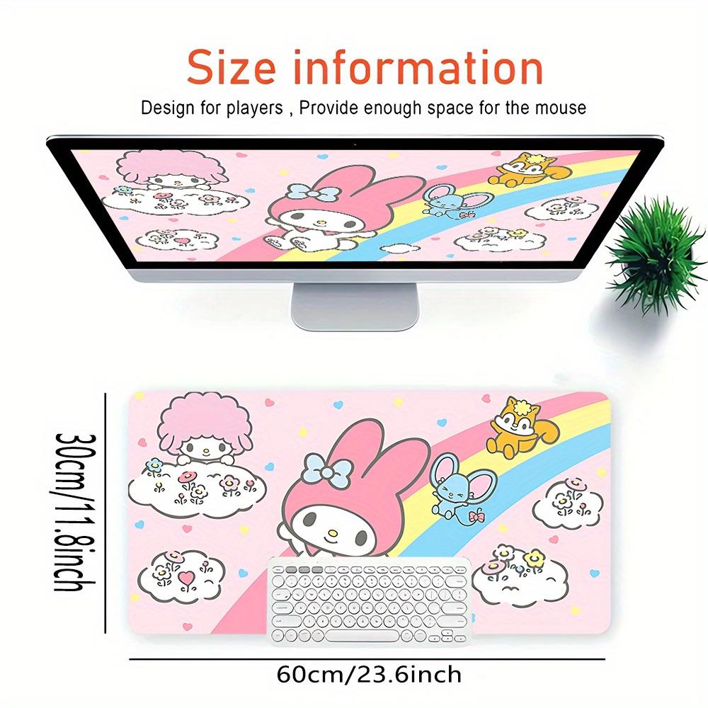 My Melody, Rainbow Themed XXL Mouse Pad - Non-slip Rubber Desk Mat for Gaming and Office Use, Multi-Function Keyboard  0826068a