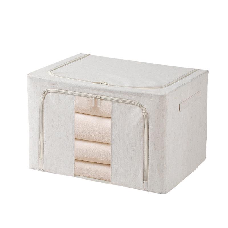 Cotton Linen Foldable Storage Box - Large, Portable Wardrobe Organizer and Moving Essential