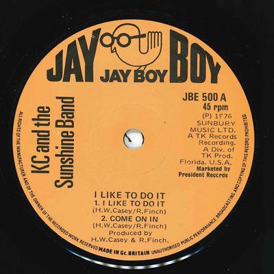 7inch Record KC  THE SUNSHINE BAND  I Like To Do It  JBE500 Jay Boy 1976 UK SoulFunk Used