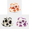 Plush Flower Embroidered Fisherman Hat With Wide Brim For Outdoor Winter And Spring Use