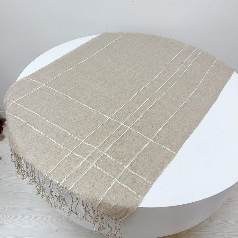Women'S Pure Linen Edge Strip Rain And Dew Scarf Summer Thin Versatile Breathable Shawl Fringed Silk Scarf
