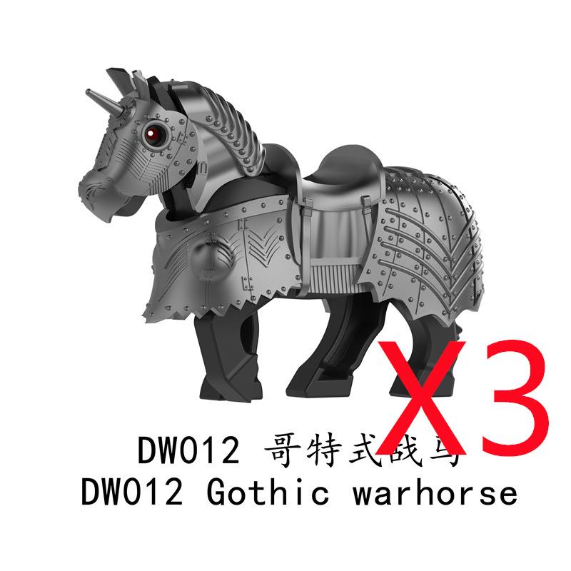 MOC Building Blocks Military Napoleon Cavalry Gothic Warhorse Animal Wolf Seat Widened Saddle Rope Accessories Brick Toy Gifts